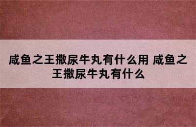 咸鱼之王撒尿牛丸有什么用 咸鱼之王撒尿牛丸有什么